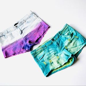 Bundle Two Pairs Colorful Jean Short Shorts